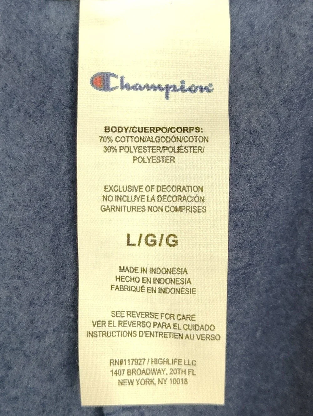 Champion Sweatpants Blue with Pockets and Drawstring Size Large